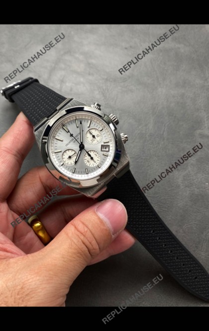 Vacheron Constantin Super Clone Overseas Chronograph Steel Dial Swiss Watch - Rubber Strap