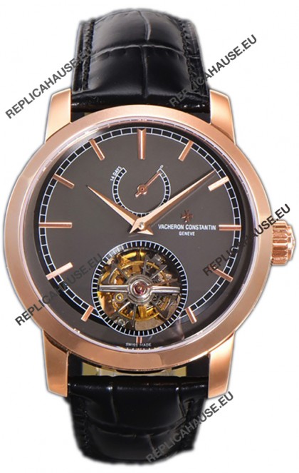 Vacheron Constantin Traditionelle 14-Day Tourbillon Grey Dial Rose Gold 1:1 Mirror Replica Watch 
