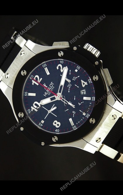 Hublot Big Bang Steel/Rubber Strap in Black Dial Ceramic Bezel