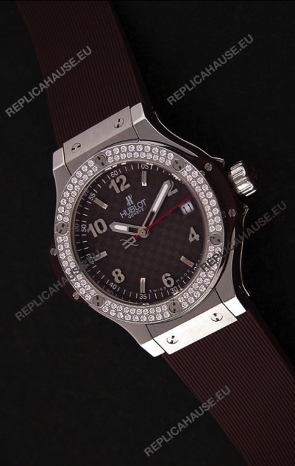 Hublot Big Bang King Swiss Quartz Watch in Checkered Brown Dial