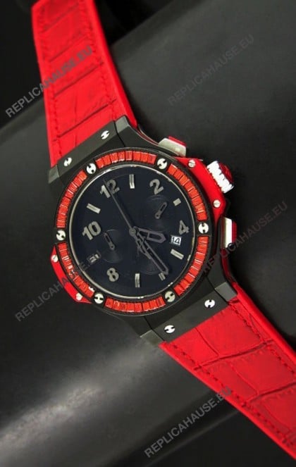 Hublot Big Bang All Black Edition Japanese Quartz Watch with Diamonds