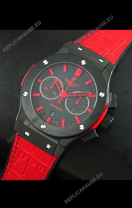 Hublot Big Bang Classic Fusion Swiss Replica PVD Watch in Red Strap