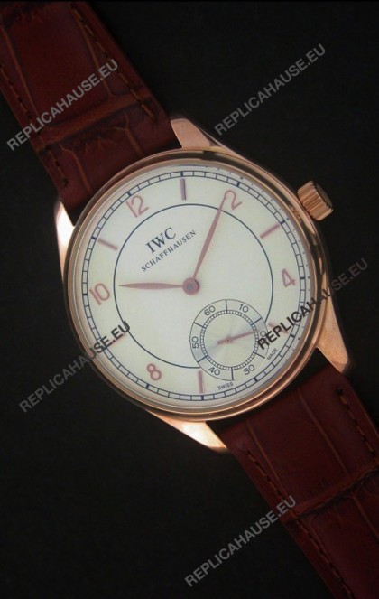 IWC Portuguese FA Jones Japanese Replica Watch in Rose Gold Casing