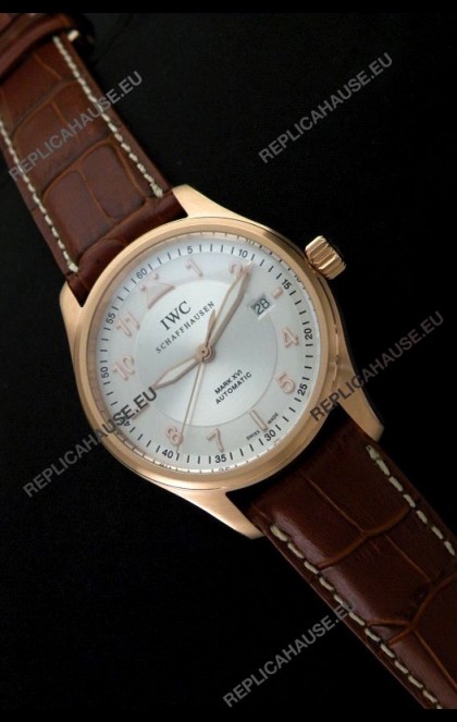 IWC Fliegeruhr International Watch Co. Swiss Automatic Rose Gold Watch in White Dial