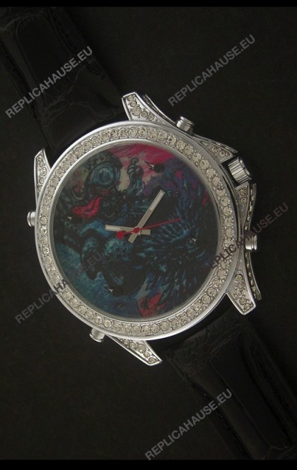 Five Time Zones J&C Imitations Japanese Watch in Full Diamonds