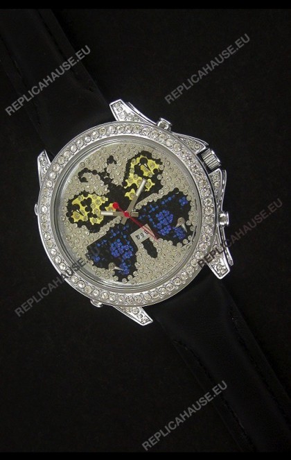 Five Time Zones J&C Clone Watch in Full Diamonds