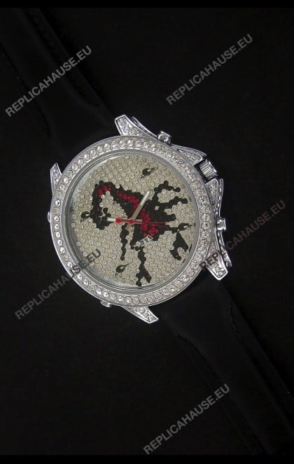 Five Time Zones J&C Clone Watch in Full Diamonds