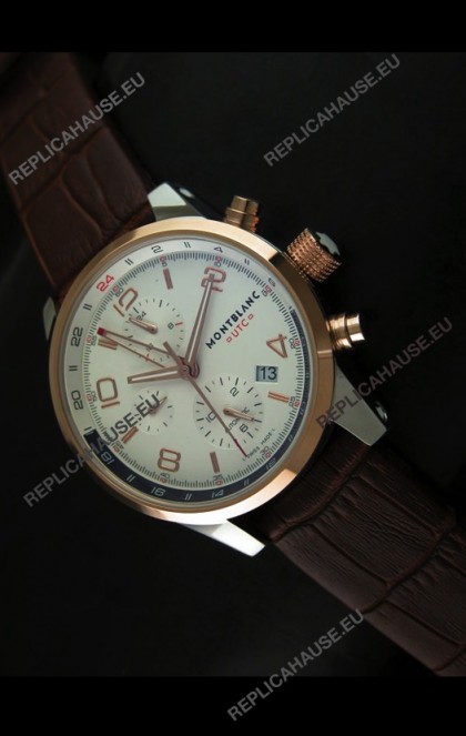 Mont Blanc UTC Japanese Replica Watch in Gold Bezel