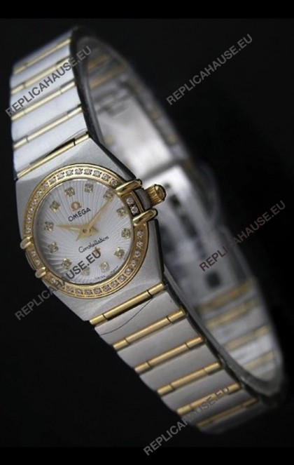 Omega Constellation Chronometer Lady Swiss Watch Two Tone - Real 18K Gold 