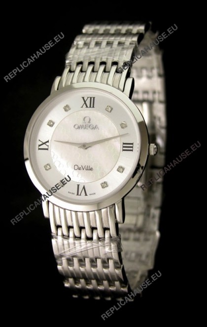Omega DeVelie Japanese Replica Watch in Diamond Markers