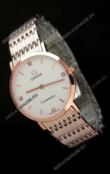 Omega Constellation Japanese Replica Rose Gold Watch