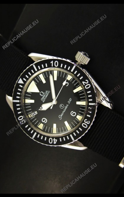 Omega Seamaster 300 R-Navy Black Dial Swiss Watch with Navy Strap