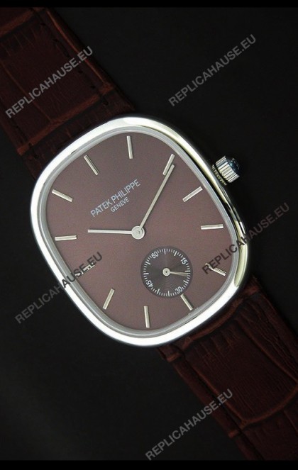 Patek Philippe Mens Golden Elipse Japanese Watch in Brown Dial
