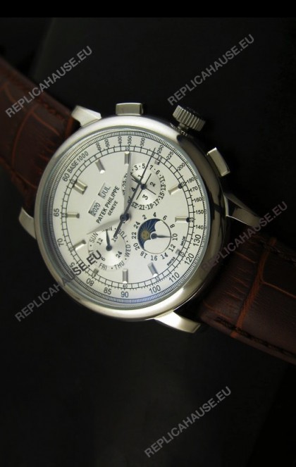 Patek Philippe Complications Japanese Replica Watch in White Dial