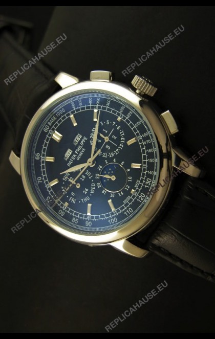 Patek Philippe Complications Japanese Replica Watch in Black Dial