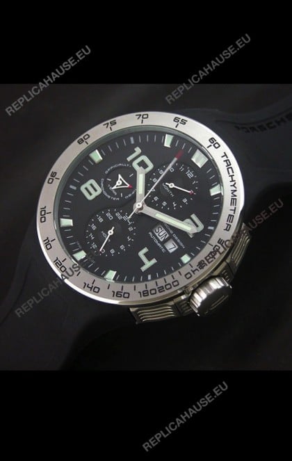 Porsche Design Flat Six P'8340 Swiss Chronograph Watch in Black Dial