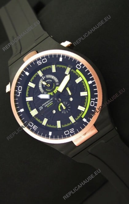 Porsche Design Diver Japanese Replica PVD Watch in Gold Bezel
