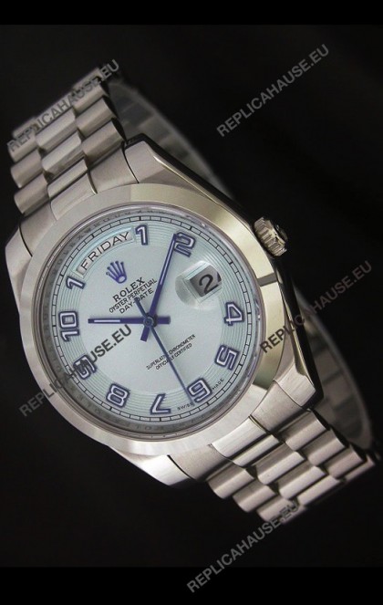 Rolex Day Date Japanese Replica Steel Watch in White Dial