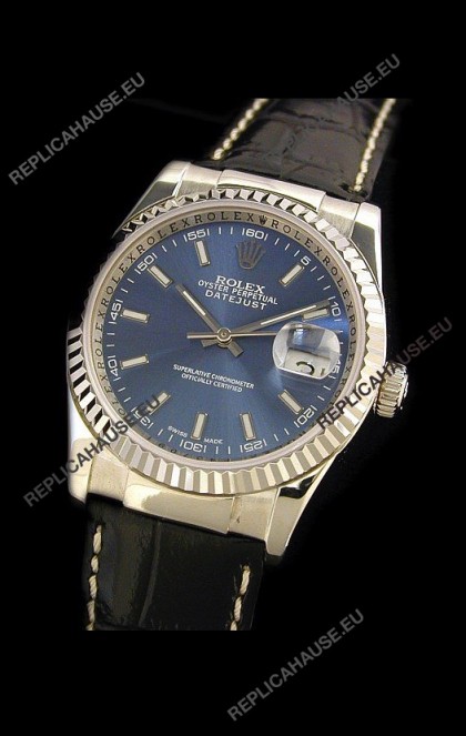 Rolex Datejust Mens Swiss Replica Watch in Blue Dial