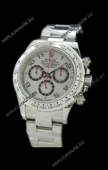 Rolex Daytona Cosmograph Swiss Replica Steel Watch in Silver Dial