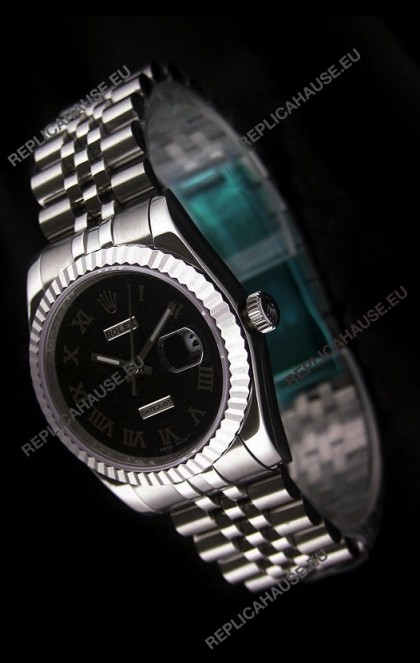 Rolex Datejust Swiss Replica Watch in Black Dial