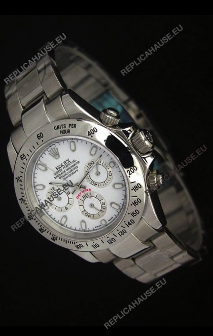 Rolex Daytona Japanese Replica Steel Watch in White Stick Hour Markers