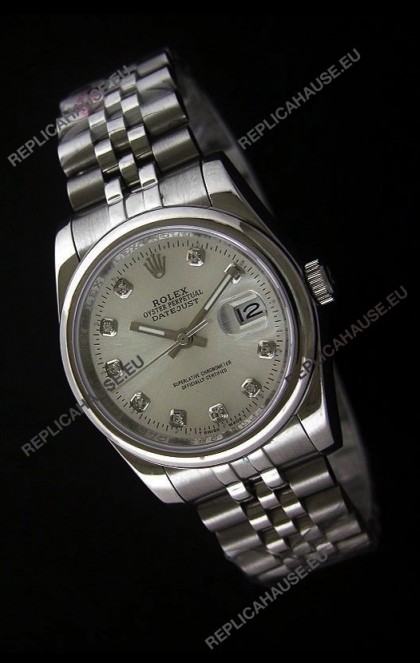 Rolex Datejust Mens Swiss Replica Watch in White Dial