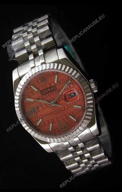 Rolex Datejust Mens Japanese Replica Watch in Orange Dial