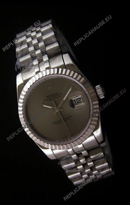 Rolex Datejust Mens Japanese Replica Watch in Grey Dial