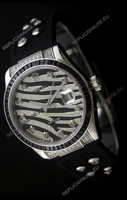 Rolex Datejust Mens JapaneseÂ Replica Leopard Watch in Diamand Markers