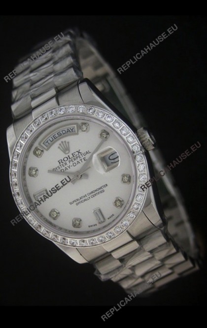 Rolex Day Date Just JapaneseÂ Replica Watch in White Dial 