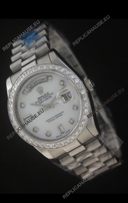 Rolex Day Date Just JapaneseÂ Replica Watch in White Dial