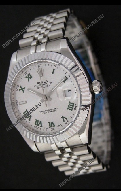 Rolex DateJust Japanese Replica Watch in Green Roman Hour Markers