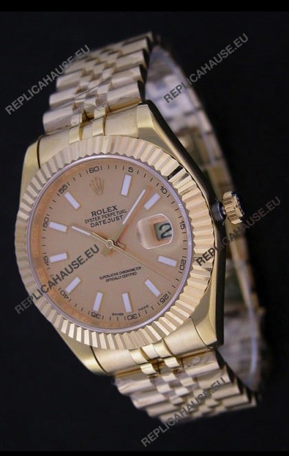 Rolex Datejust Japanese Replica Rose Gold Watch 
