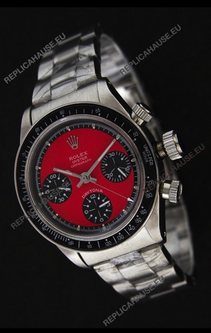 Rolex Daytona Cosmograph Swiss Replica Stainless Steel Watch in Red Dial