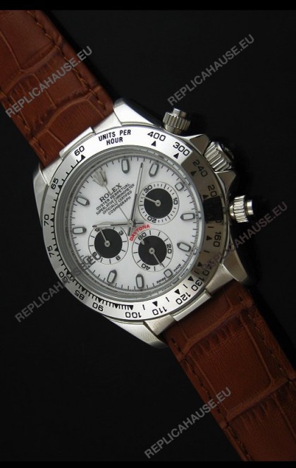 Rolex Daytona Japanese Replica Steel Watch in Black Subdials