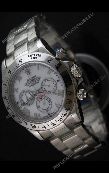 Rolex Daytona Japanese Replica Steel Watch in White Dial