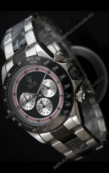 Rolex Daytona Cosmograph Swiss Replica Black PVD Watch in Silver Subdials 