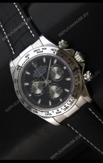 Rolex Daytona Cosmograph Swiss Replica Stainless Steel Watch in Black Dial