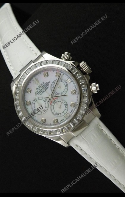 Rolex Oyster Perpetual Cosmograph Daytona Swiss Replica Watch in White Strap