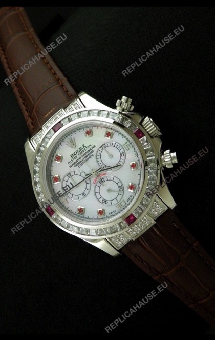 Rolex Oyster Perpetual Cosmograph Daytona Swiss Replica Watch in Brown Strap