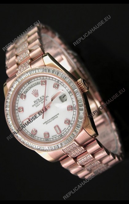 Rolex Oyster Perpetual Day Date Japanese Rose Gold Automatic Watch in Diamond Markers