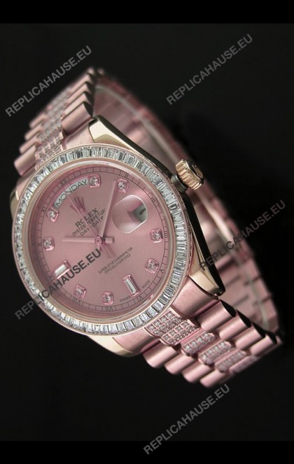 Rolex Oyster Perpetual Day Date Japanese Rose Gold Automatic Watch in Rose Gold Dial