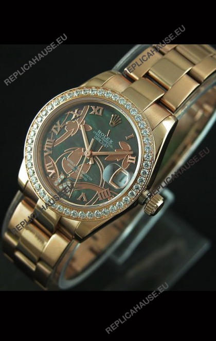 Rolex Oyster Perpetual Date Just Lady Swiss Rose Gold Watch
