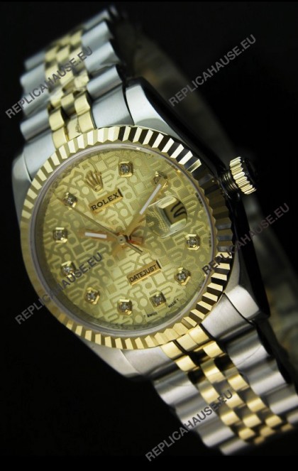 Rolex Replica Datejust Mens Japanese Watch in Gold Dial - 41MM