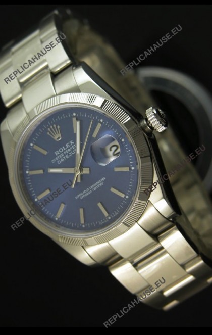 Rolex Replica Datejust Swiss Watch in Blue Dial with Stick Markers