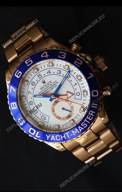 Rolex Replica Yachtmaster II Swiss Watch Rose Gold - 1:1 Mirror Replica Watch