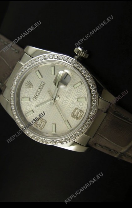 Rolex Replica Datejust Swiss Replica Watch - 37MM - Grey Dial/Strap