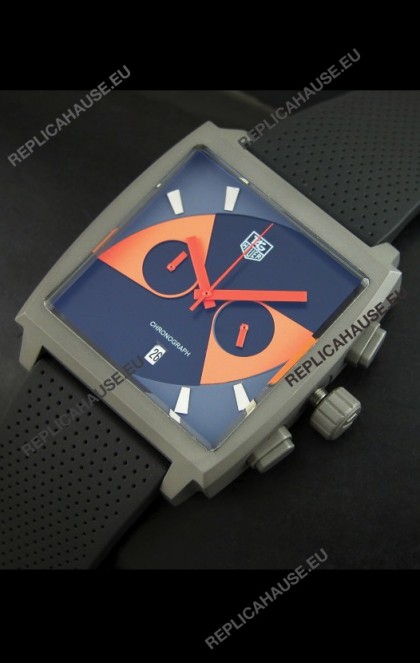 Tag Heuer Monaco Limited Edition Japanese Replica Titanium Watch in Orange Markers
