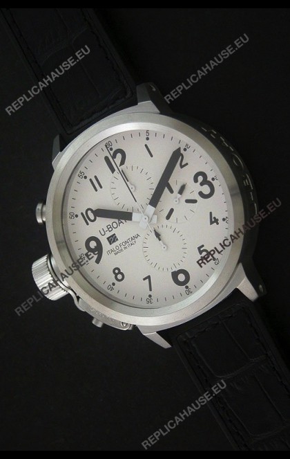 U-Boat Flightdeck Steel Watch in White Dial